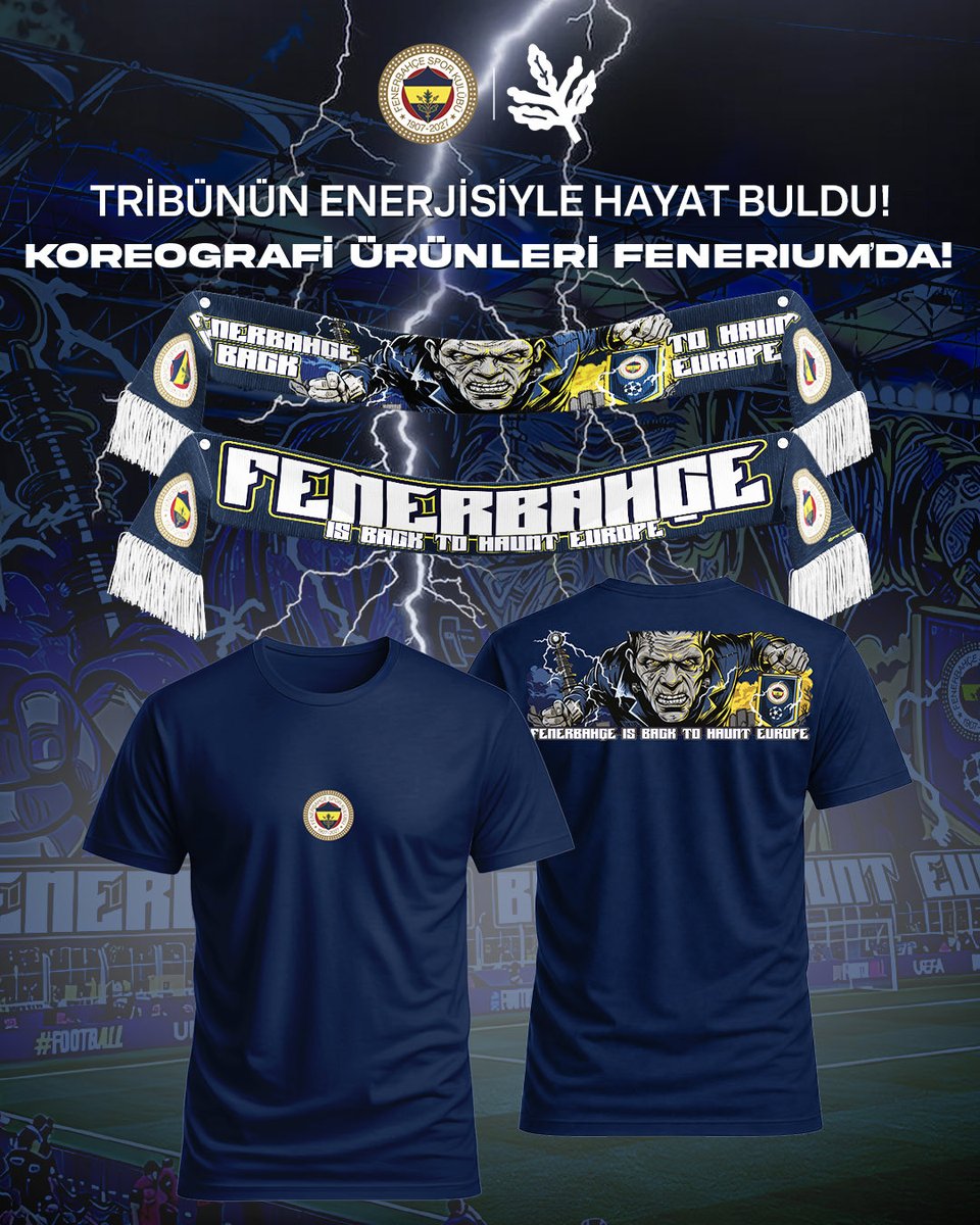 fenerium's tweet photo. Yeniden canlandı. Tribüne sığmadı! ⚡️

Binlerce kişinin enerjisiyle hayat bulan koreografi, şimdi tişört ve şallarda!

Koreografi ürünlerini https://t.co/jtfWnY01Rl ve Fenerium stat mağazalarından hemen satın al!

🔗 https://t.co/mFG5wpl9It https://t.co/u1WKJ0uZzL