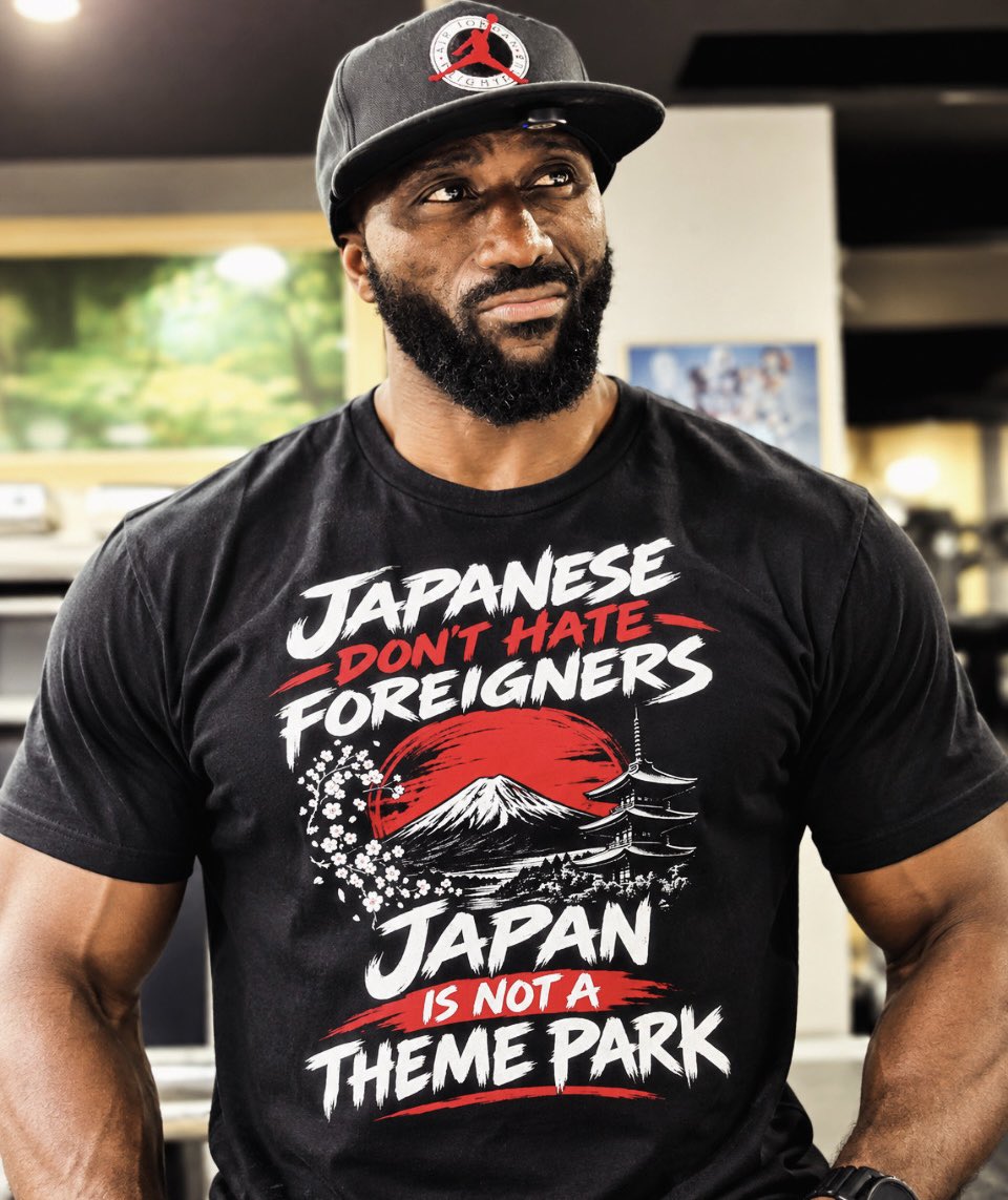 KengsongPatrick's tweet photo. To all y’all foreigners saying that im a sucker this is my next move . If this T-shirt get y’all offended , come say it to my face.
All I’m saying is if you live in Japan follow the rules and law of the country. Respect the Japanese culture and way of living.
#移民問題 https://t.co/TzOf5I60Hs