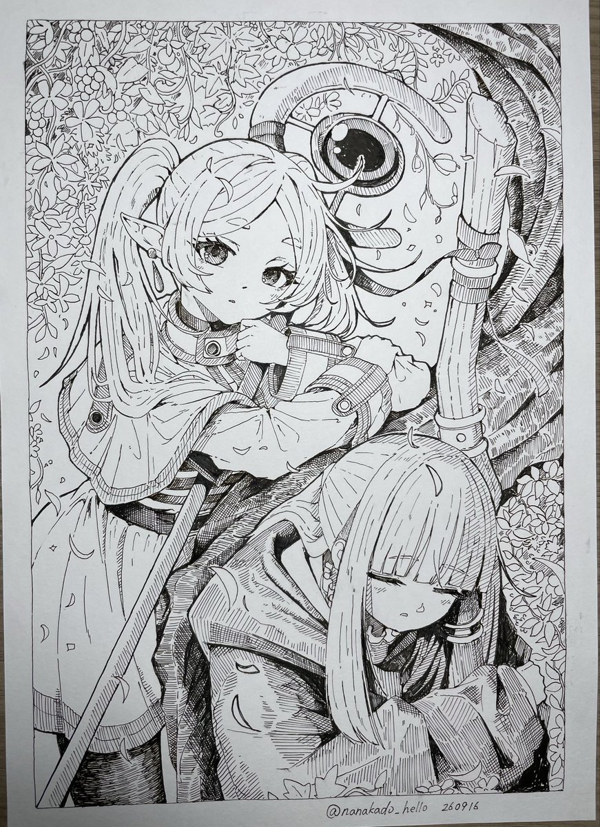 nanakado_hello's tweet photo. #葬送のフリーレン
#秋の創作クラスタフォロー祭り 
#絵柄が好みって人にフォローされたい
 
初めての二次創作！
フリーレン&amp; フェルン〜
ㅤㅤ https://t.co/jWs3EnXkMv
