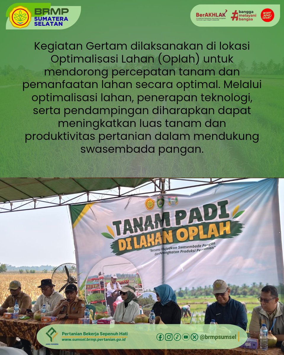 brmpsumsel's tweet photo. GERTAM di Banyuasin: Perkuat Percepatan Tanam di Lokasi Oplah
Baca berita selengkapnya di link :
https://t.co/hepCFJIwN6
#BRMPSumsel #PertanianModern #GERTAM #Oplah #SwasembadaPangan https://t.co/X4AUfA9nBE