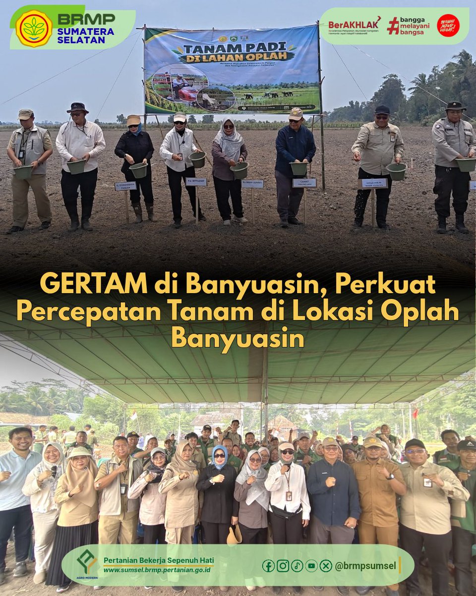 brmpsumsel's tweet photo. GERTAM di Banyuasin: Perkuat Percepatan Tanam di Lokasi Oplah
Baca berita selengkapnya di link :
https://t.co/hepCFJIwN6
#BRMPSumsel #PertanianModern #GERTAM #Oplah #SwasembadaPangan https://t.co/X4AUfA9nBE