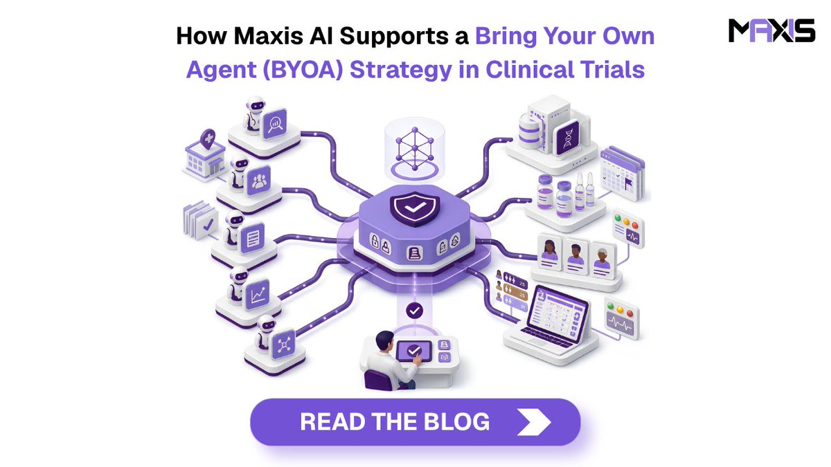 MaxisAIInc's tweet photo. BYOA in clinical trials needs more than approved AI agents.

It needs shared context, governed execution, human oversight, and traceable workflows.

Read the blog: https://t.co/Wm6AwWzwWA

#ClinicalTrials #AgenticAI #AIWorkforce #ClinicalOperations https://t.co/e6B5w7qVhZ
