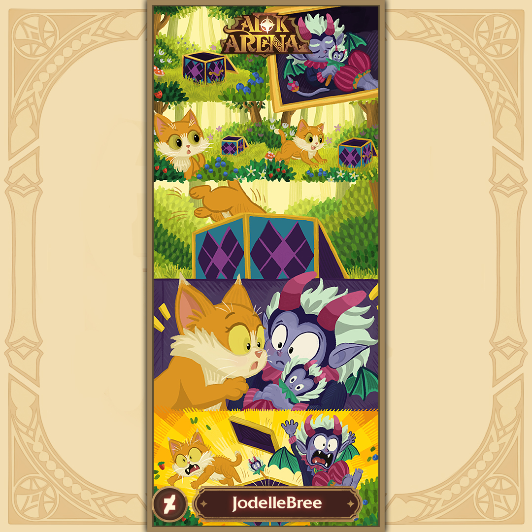 AFK_Arena's tweet photo. [5/7] Next up: two playful and unique artworks, one cosplay and one comic strip, featuring Esperian heroes! 🏹

Congratulations to the winners on their creative submissions 🎊

👉 Submit your AFK art to the September Challenge: https://t.co/k1U2xEOzz5 https://t.co/BEzFNI7szb