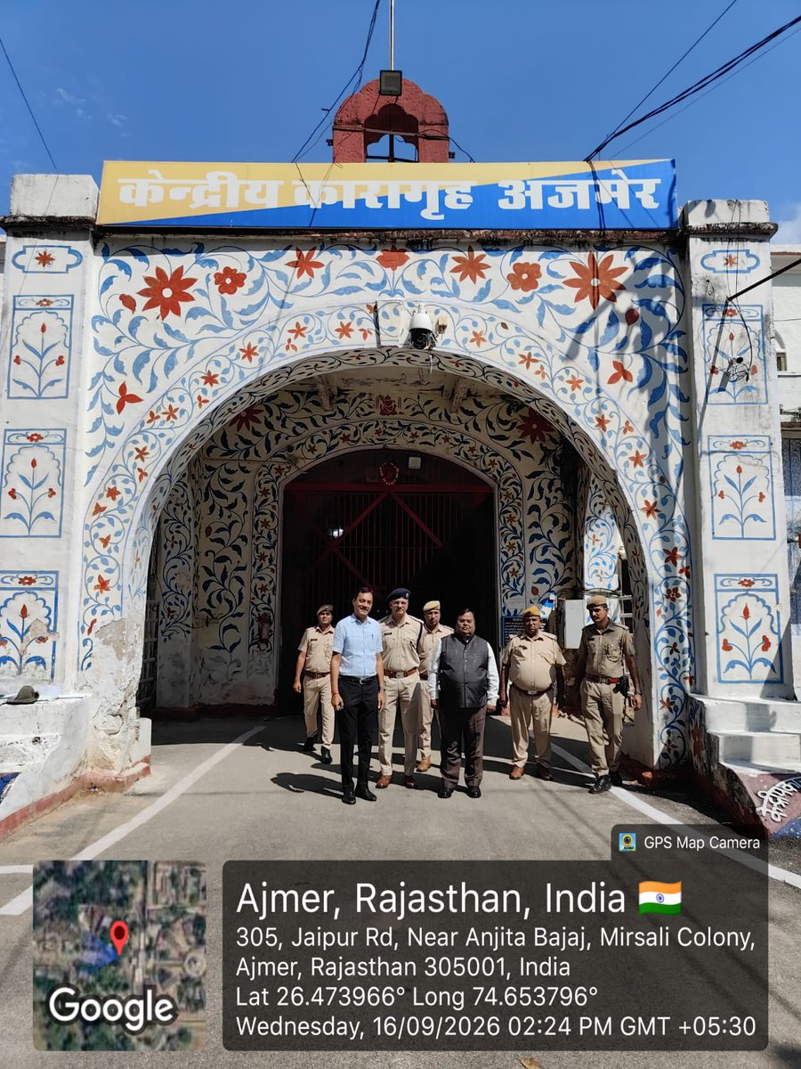 DLSAAJMER's tweet photo. आज दिनांक 16.09.2026 को माननीय अध्यक्ष महोदय एवं सचिव, DLSA अजमेर द्वारा केन्द्रीय कारागृह, अजमेर का निरीक्षण किया गया।साथ ही, सचिव DLSA द्वारा उच्च सुरक्षा कारागृह, अजमेर का भी निरीक्षण कर बंदियों हेतु विधिक सहायता व्यवस्थाओं का जायजा लिया गया। @Rajslsa https://t.co/c4vMXIEidn