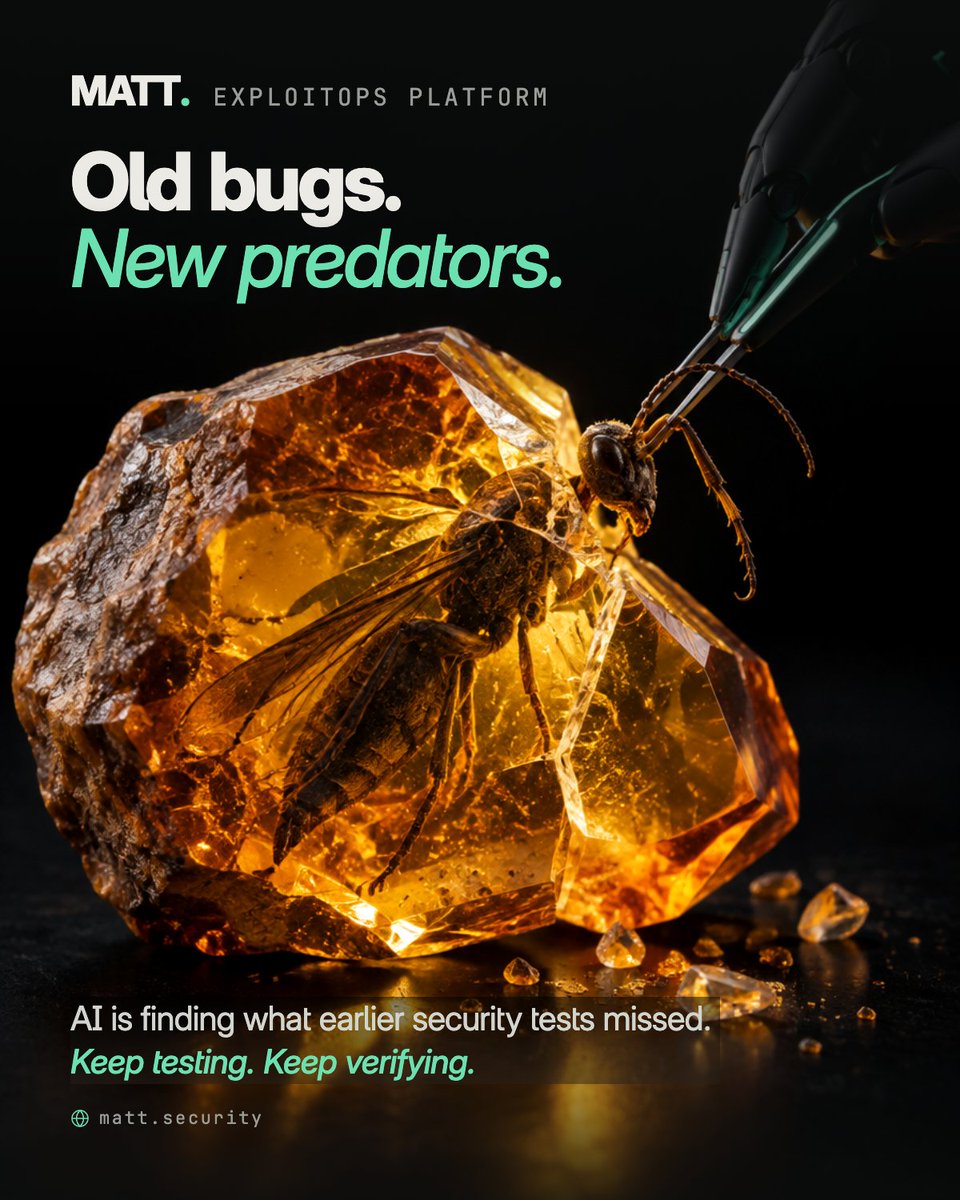 mattsecures's tweet photo. Your code hasn’t changed. The AI looking for a way in has.

Security testing needs to keep up with both.

Introducing MATT - the ExploitOps Platform.

What triggers your next security test: a code change, a calendar reminder, or a new attack capability? https://t.co/Hm554FoAWH