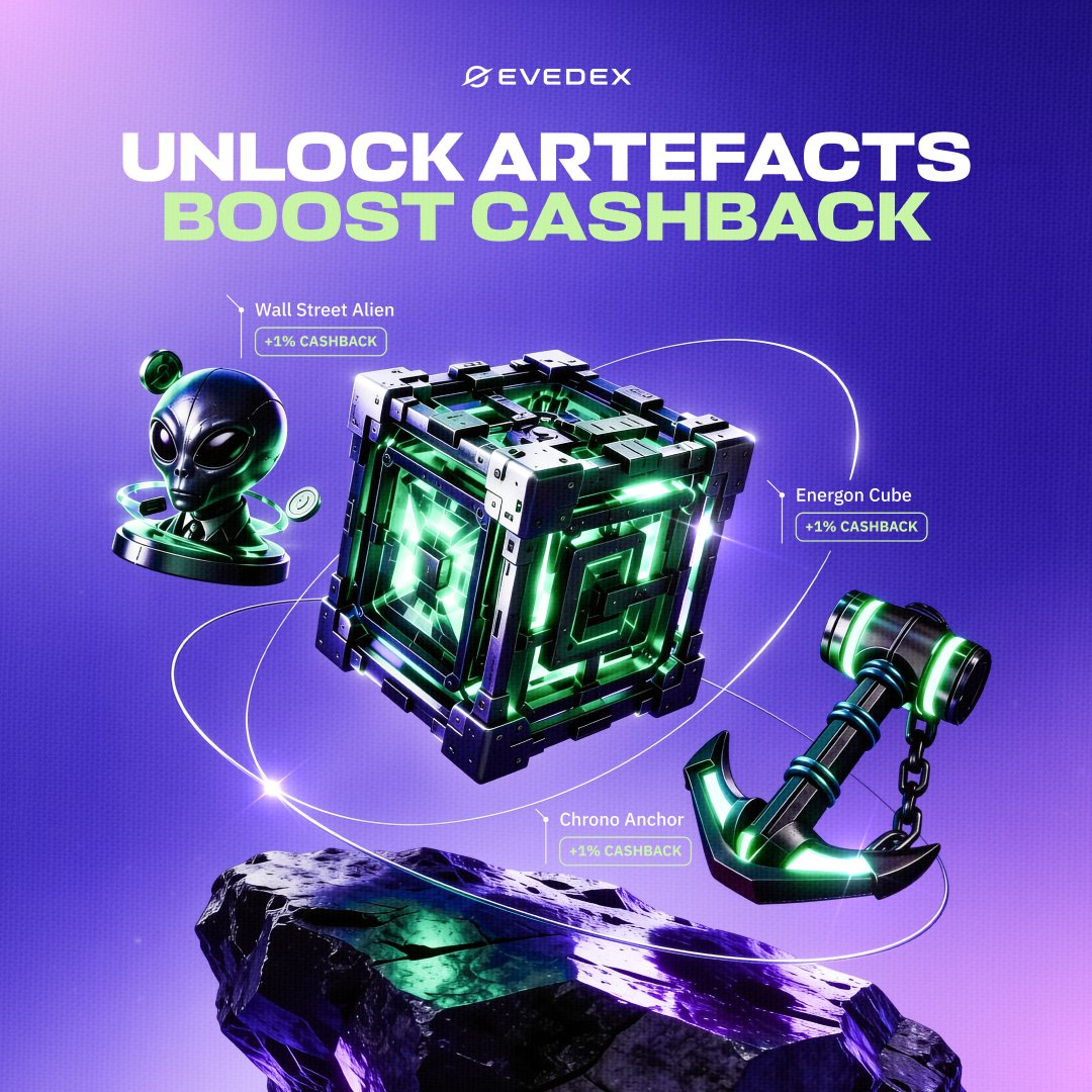 EVEDEX's tweet photo. The more you trade, the more fees matter.

On many exchanges, better fee rates are tied to VIP tiers and high trading volumes. On EVEDEX, there’s another way: 

→ Level up
→ Unlock Artefacts
→ Get extra cashback

Artefacts can add up to +10% cashback. Trade like it’s a game. https://t.co/vu6i79dxOC