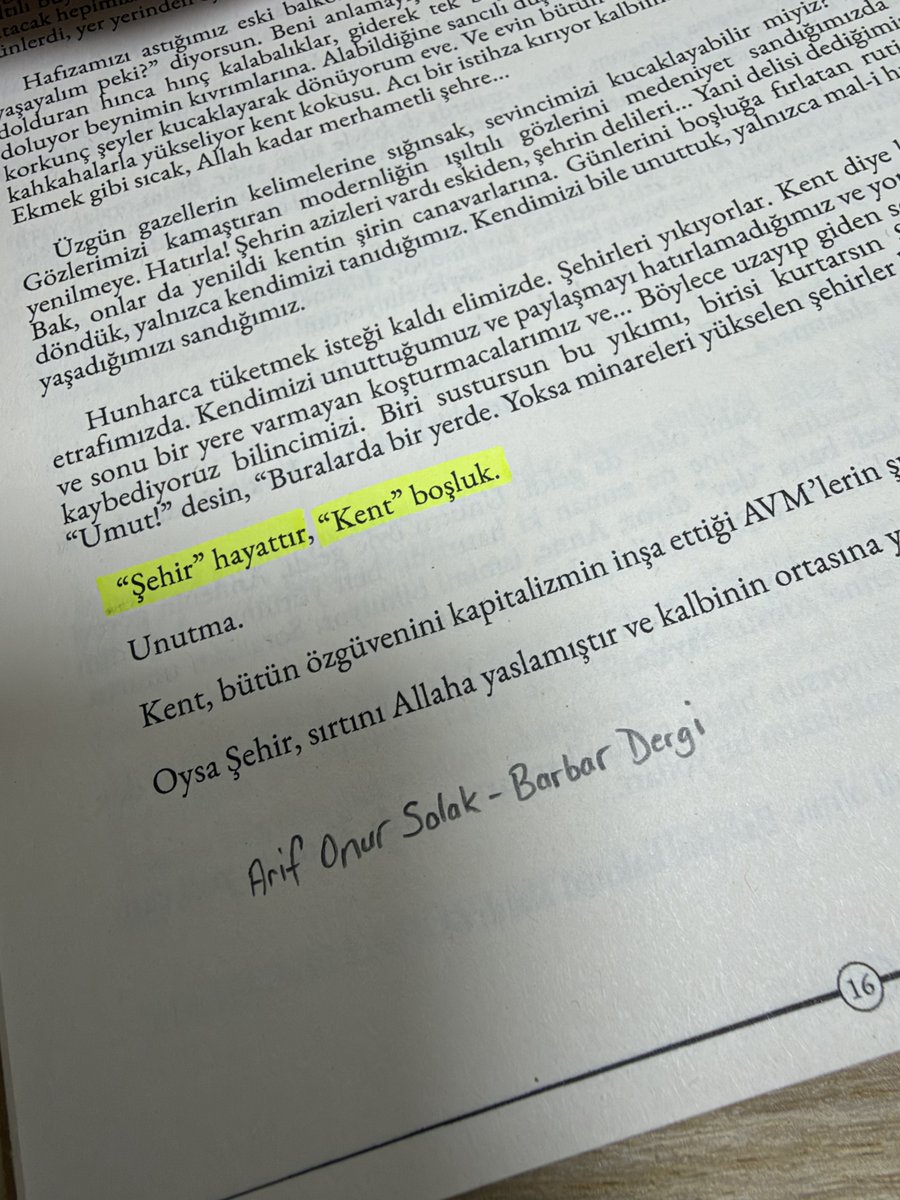1001kelime's tweet photo. “Şehir” hayattır, “Kent” boşluk. 

✍🏻 Arif Onur Solak
📚 Barbar Dergi https://t.co/m6tXzNWrw8