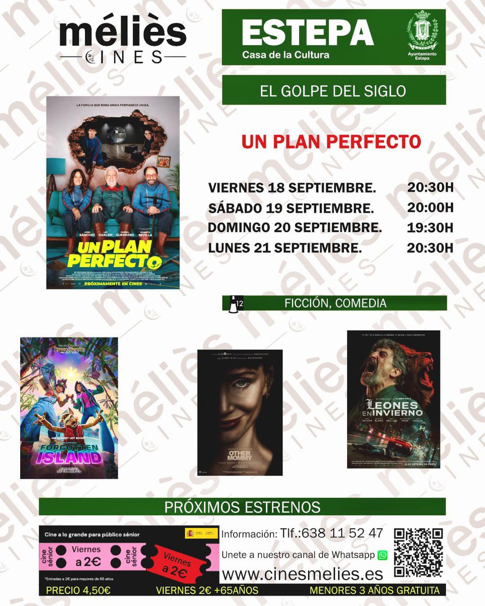 Estepanoticias's tweet photo. 😂🎬 ¡PLANAZO DE CINE EN ESTEPA! 🍿

Llega a los Cines Méliès una comedia para echarse unas buenas risas:

🎥 “UN PLAN PERFECTO”

🤣 Una historia llena de situaciones inesperadas, humor y mucho entretenimiento.

👉 ¡Haz tu plan perfecto y disfruta del cine! 🎬✨ https://t.co/7BMDQOnAvz