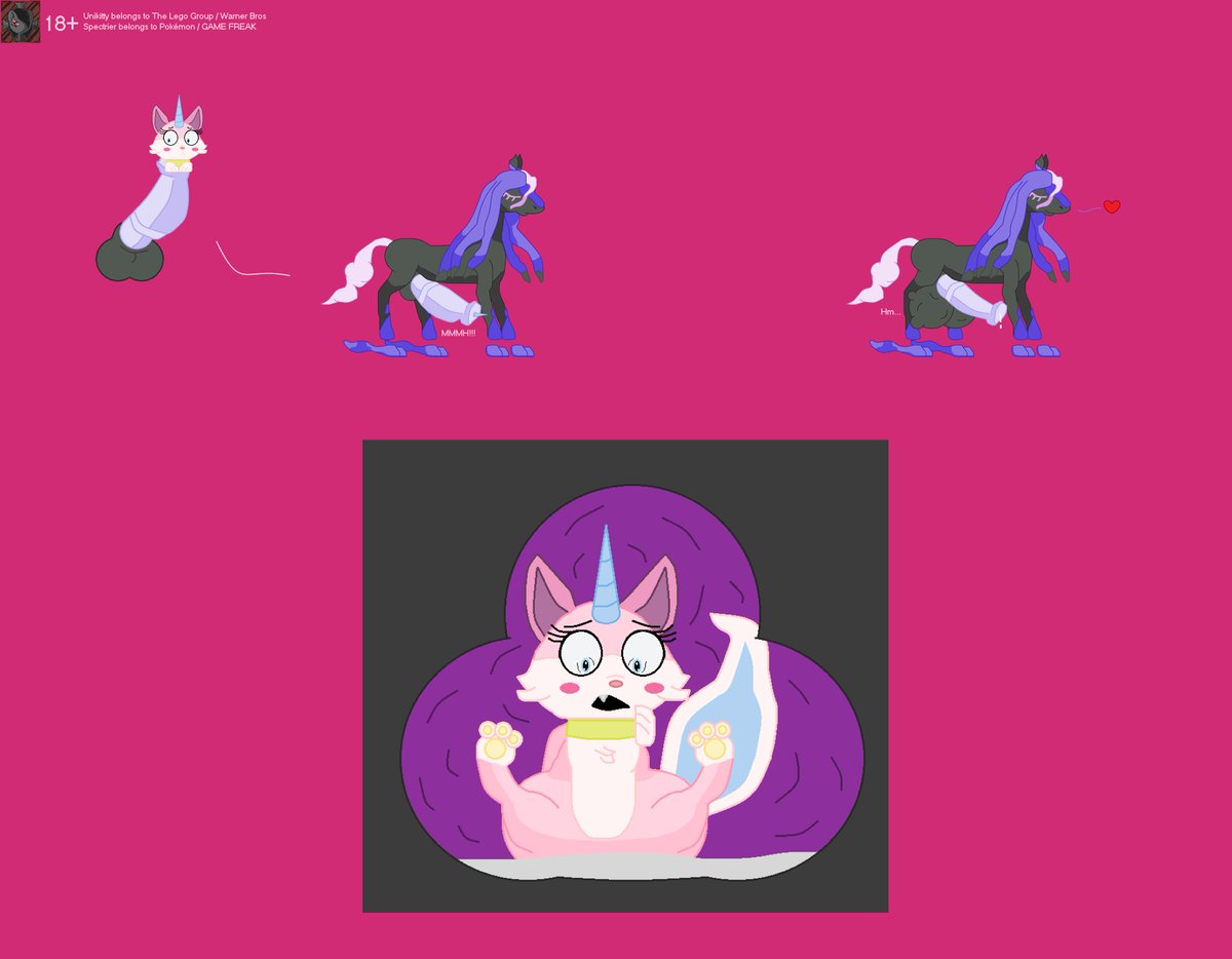 bewwy_nomz's tweet photo. Unikitty came ill-prepared when up against Pokemon. One minute she was admiring the night-time views, and then the next she was beign swallowed whole by a throbbing ghost horse cock!

Unfortunately, her fate is sealed as the Spectrier has no intention of ever letting her go~ https://t.co/anwkT3Jlpi