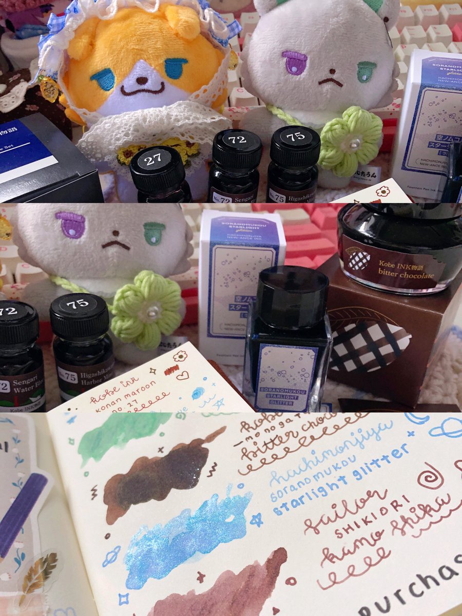 eiyuuarchive's tweet photo. attended my first pen show earlier this month and came home with some new inks 🖋️☺️ https://t.co/SMKR8y5MqD