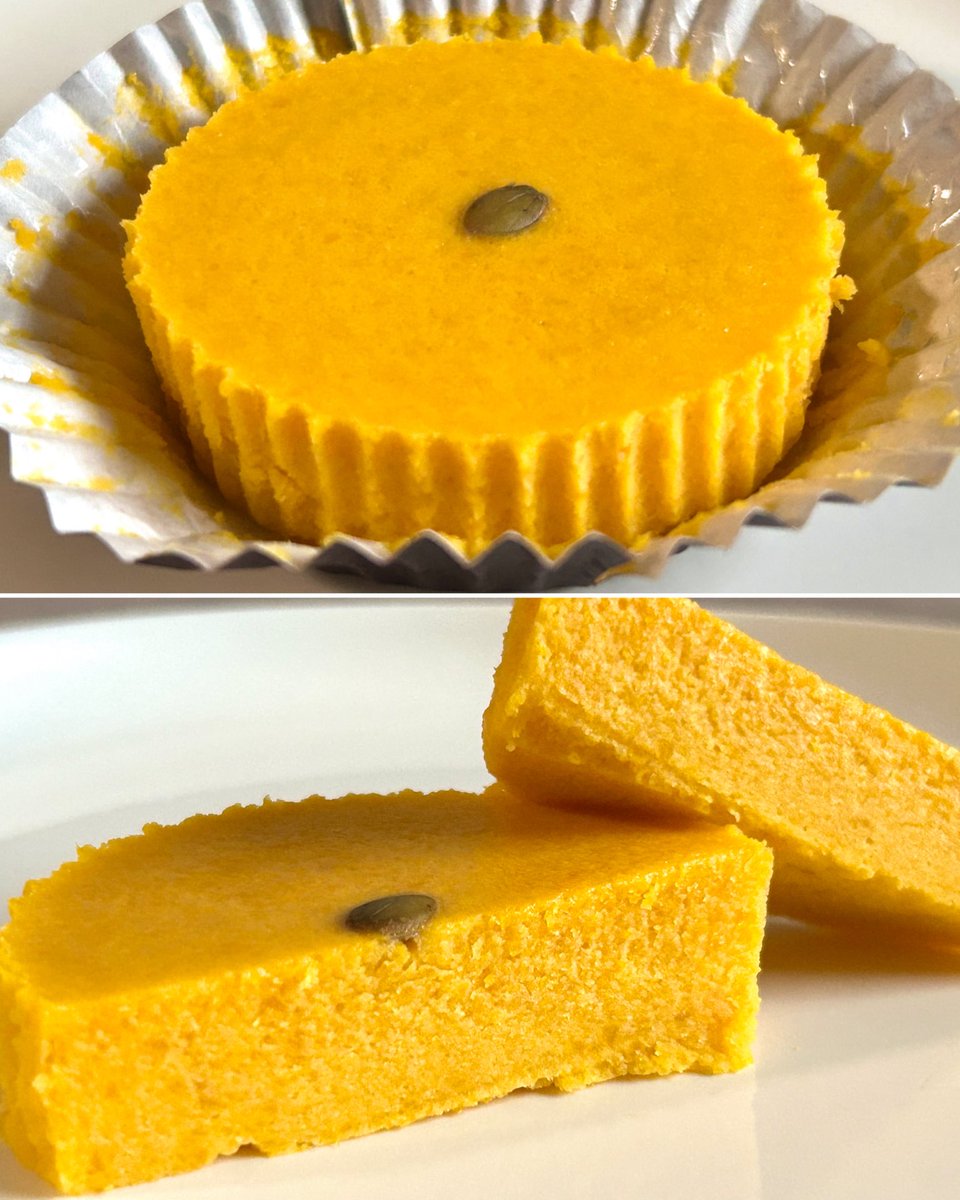 choccotte's tweet photo. 9/15 から、ファミマで新しく登場した、かぼちゃのチーズケーキ、ねっとり濃厚さと、ほっこりな甘みが凄く美味だった🎃🧀✨

かぼちゃとクリームチーズを組み合わせた、見るからに黄色で濃厚さを感じさせるところに驚き👀
毎年、秋のパンプキンスイーツは人気が高いのも凄い😊🍂

ほっこりしたかぼちゃの味と、甘いチーズの味わい、分厚いケーキ感も良き👏
コンビニスイーツでしっかりと秋を感じさせてくれるのが嬉しい🥰

まろやかさがあって、とても美味🧁