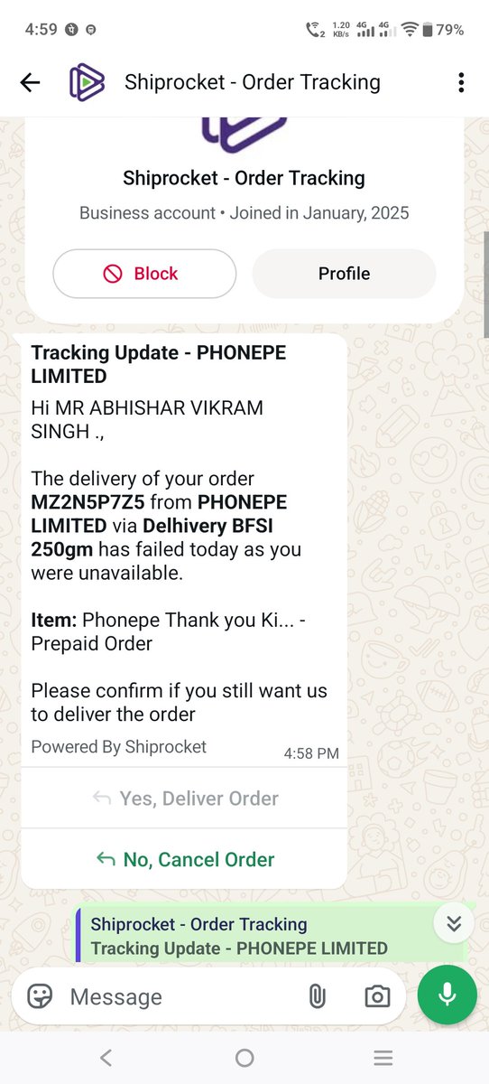 ABHISHAR100's tweet photo. @ShiprocketIndia @delhivery 

Kya order tha meri jankari me hai hi nahi na hi koi call aaya https://t.co/e1lx0wwfkW