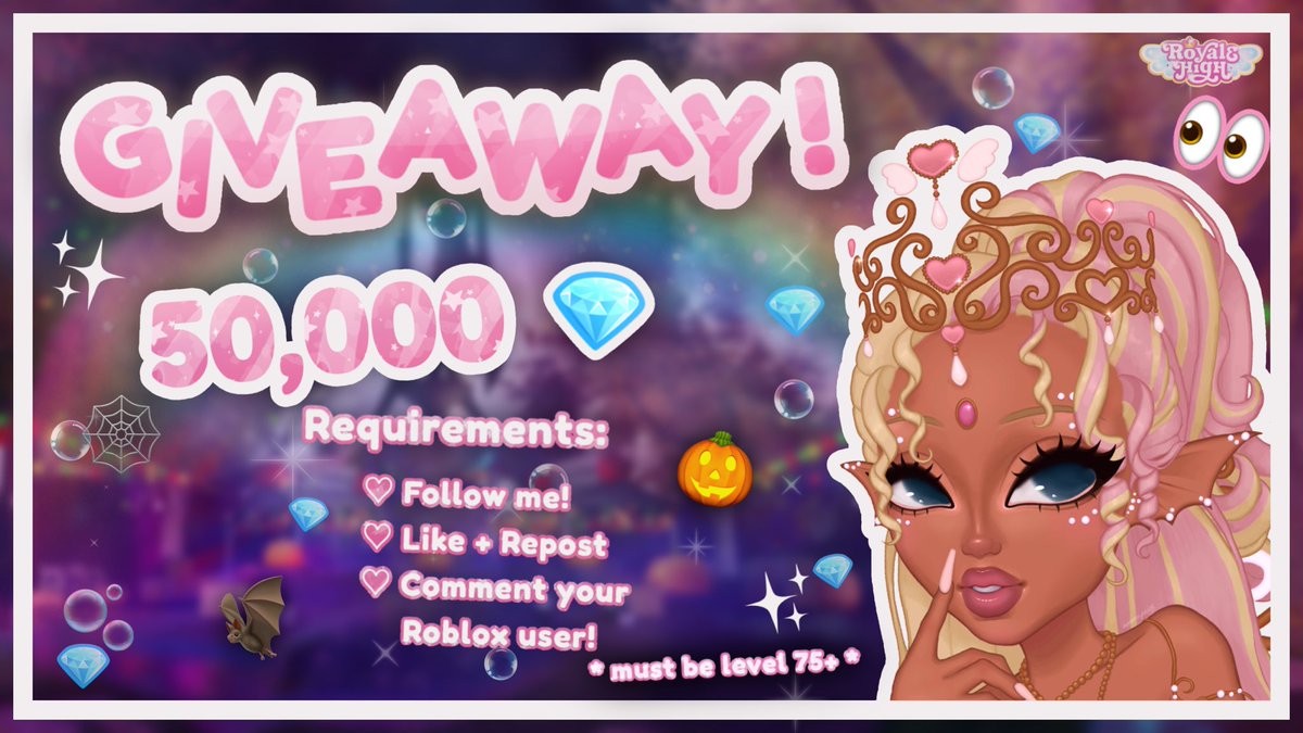 _iidivina's tweet photo. ✨Giveaway time!✨
~Whilst we wait for the update.. lets give away some diamonds!

🧹Requirements:
~Follow + Like + Repost
~Comment your Roblox user

Ends in 48 hrs!

Please be active, the winner will have 24hrs to claim before I reroll! 💕

GL everyone!
#rhtc #royalehigh https://t.co/ChoWfMfUkS