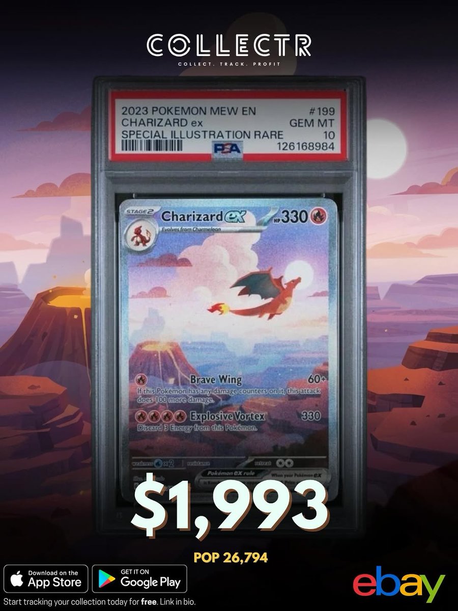 venegasgian's tweet photo. On eBay, a Charizard ex Special Illustration Rare in PSA 10 condition sold for $1,993. https://t.co/ylgGCdMZVM