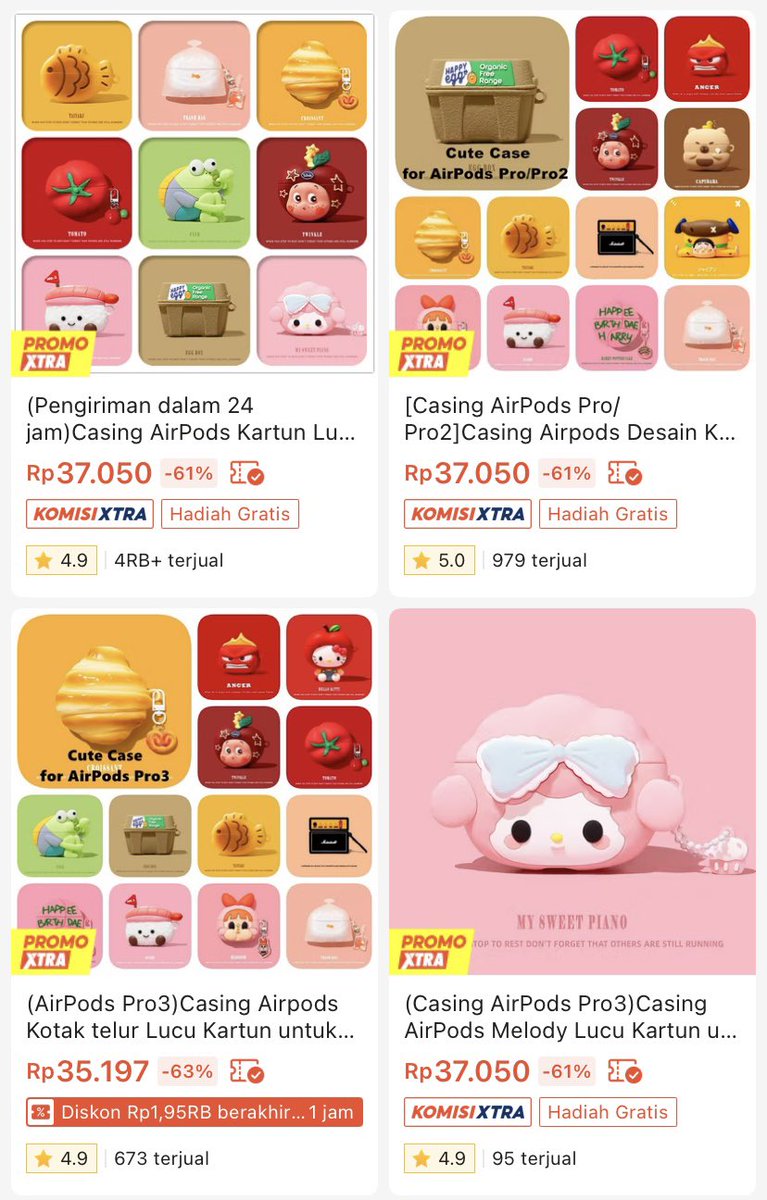 noonapoyoyoi's tweet photo. AKU GATAU KALIAN UDAH TAU INI APA BELUM😭😭TAPI BARUSAN AKU NEMU TOKO YG JUAL WADAH AIRPODS SE-LUCU INI???

demi apa, aku kira wadah airpods kayak gini tuh bakalan semahal itu ternyata lumayan affordable loh😭seller? kamu sedekah ya?? https://t.co/EFcgRuMnmR