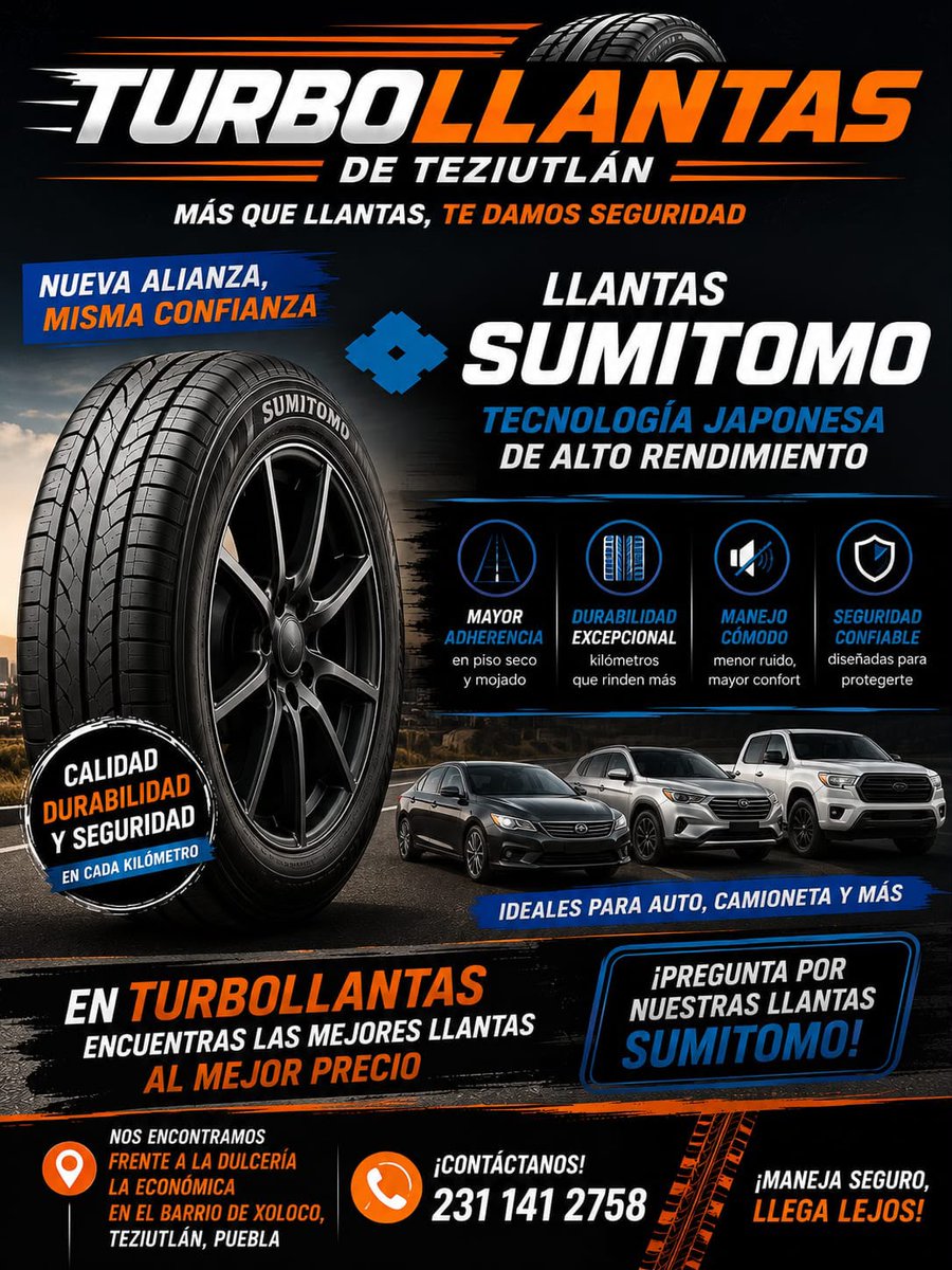 DTeziutlan's tweet photo. Esto y más encontrarás en nuestra edición impresa 🗞️📰
#Turbo #llantas de #teziutlan 🚗🚙
Consulta Nuestra Promoción👇👇 https://t.co/5MkfzaXrc5