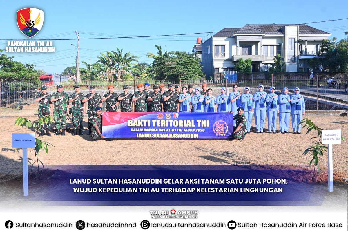 lanudhnd's tweet photo. Lanud Sultan Hasanuddin Gelar Aksi Tanam Satu Juta Pohon, Wujud Kepedulian TNI AU terhadap Kelestarian Lingkungan https://t.co/1Y1O8nJLVn