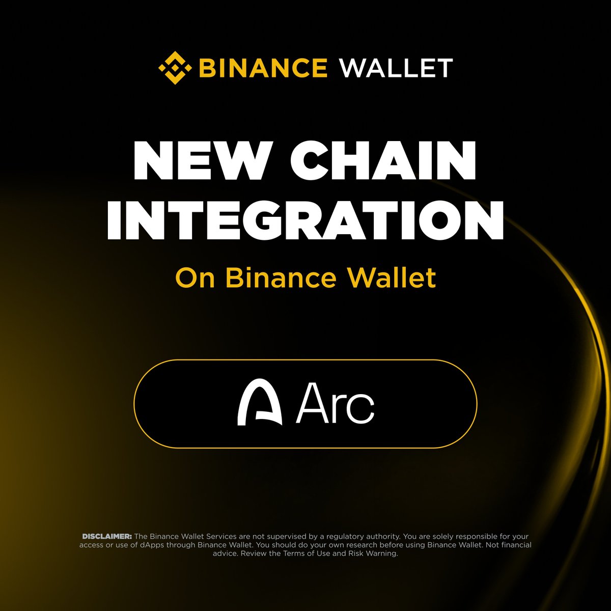 BinanceWallet's tweet photo. Arc is live on Binance Wallet, with limited-time 0 service fee! 🔥

Bridge funds to Arc, trade trending tokens, and explore DeFi protocols, all in one app.

Explore the Arc Hub to get started. https://t.co/rfLhb77ofO