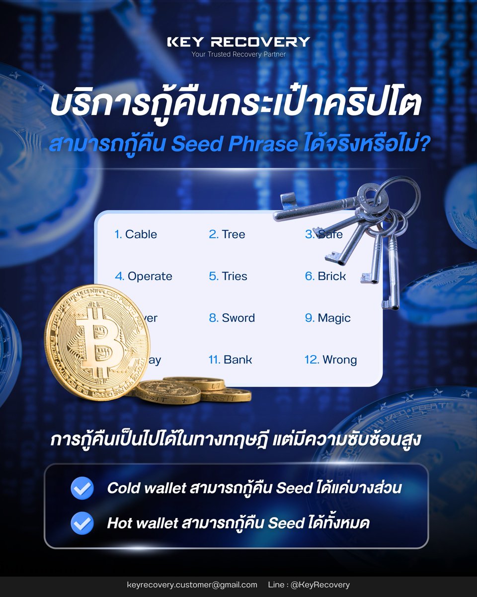 keyrecovery_th's tweet photo. Seed Phrase หาย = Crypto หายถาวร จริงไหม?

ไม่เสมอไป

บางกรณียังมีโอกาสกู้คืนได้ ขึ้นอยู่กับประเภท Wallet และข้อมูลที่ยังเหลืออยู่ เช่น Backup, Wallet File, อุปกรณ์เดิม หรือข้อมูล Recovery

ศึกษาข้อมูลเพิ่มเติม:
https://t.co/LIoLPqAwoN
#กู้คืนคริปโต #WalletRecovery https://t.co/LZmSgJ6sMi