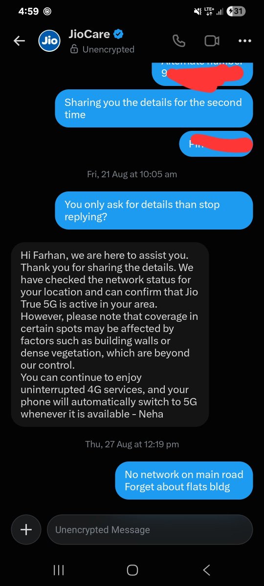 koolfsk's tweet photo. @JioCare y no work on network related compains dispite repeated complains for months.
Just a normal commitment after complain, taking down details and than never replying.
You seriously have a technical team or just tp? https://t.co/AGIIQJRqD8