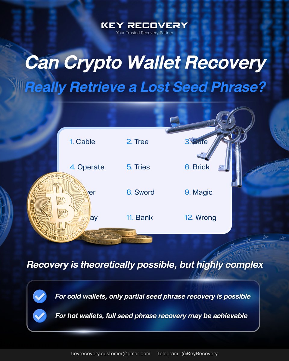 keyrecovery_th's tweet photo. Lost your crypto wallet’s Seed Phrase? It doesn’t always mean your assets are unrecoverable.

Recovery depends on what access, backups, wallet files, or other recovery data still exist.

Learn more:
https://t.co/LIoLPqAwoN
#CryptoRecovery #WalletRecovery https://t.co/0LJPalgNDH