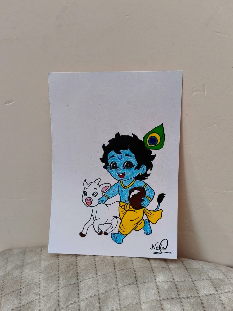 CameliaFer8rw's tweet photo. Little Krishna, endless cuteness and divine vibes. A heartfelt artwork filled with love, devotion, and creativity, where every stroke tells a beautiful story of Krishna and his beloved cows. Like, share, comment, and follow for more art. https://t.co/bU9Y3WLxkf