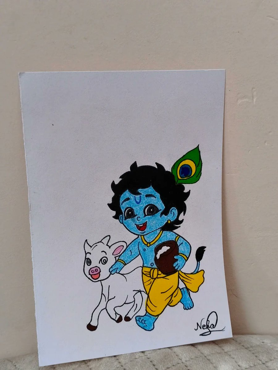 CameliaFer8rw's tweet photo. Little Krishna, endless cuteness and divine vibes. A heartfelt artwork filled with love, devotion, and creativity, where every stroke tells a beautiful story of Krishna and his beloved cows. Like, share, comment, and follow for more art. https://t.co/bU9Y3WLxkf