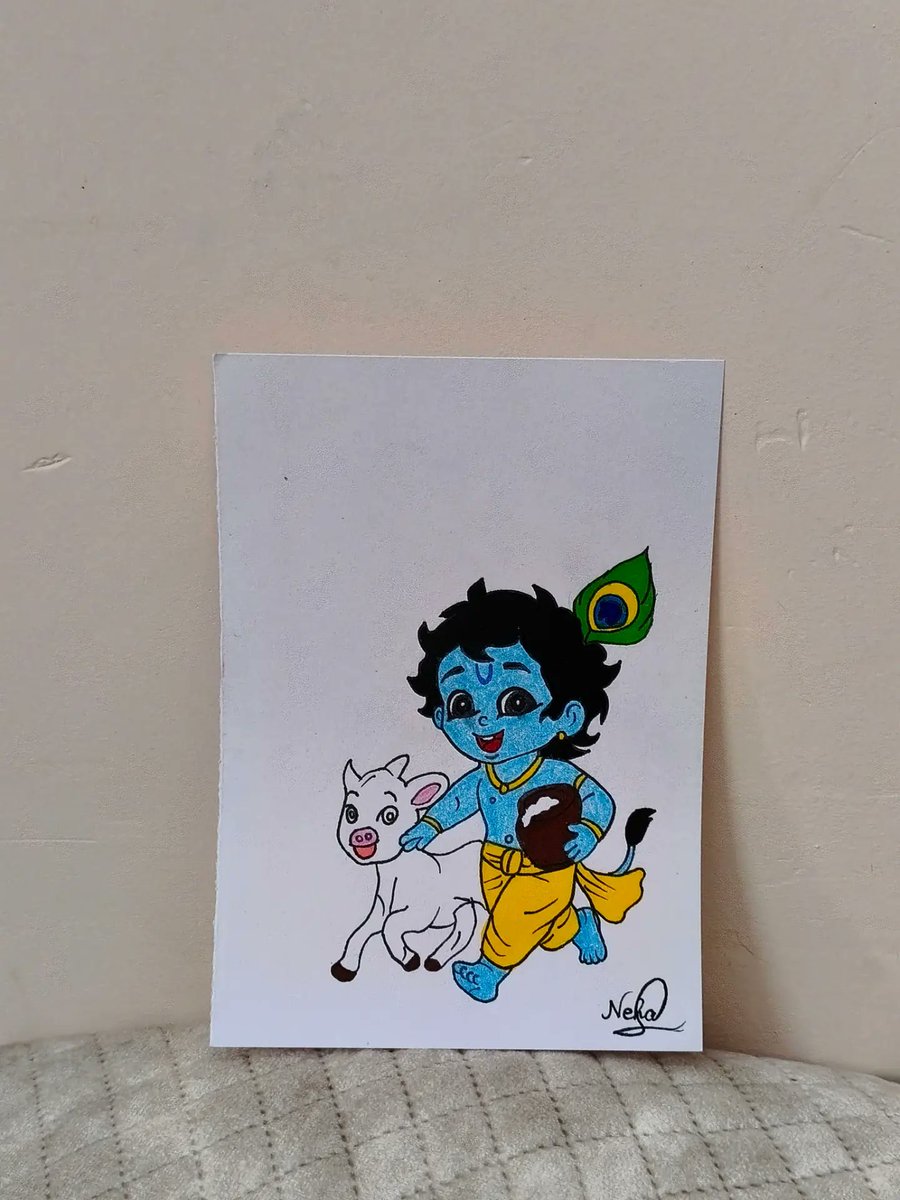 CameliaFer8rw's tweet photo. Little Krishna, endless cuteness and divine vibes. A heartfelt artwork filled with love, devotion, and creativity, where every stroke tells a beautiful story of Krishna and his beloved cows. Like, share, comment, and follow for more art. https://t.co/bU9Y3WLxkf