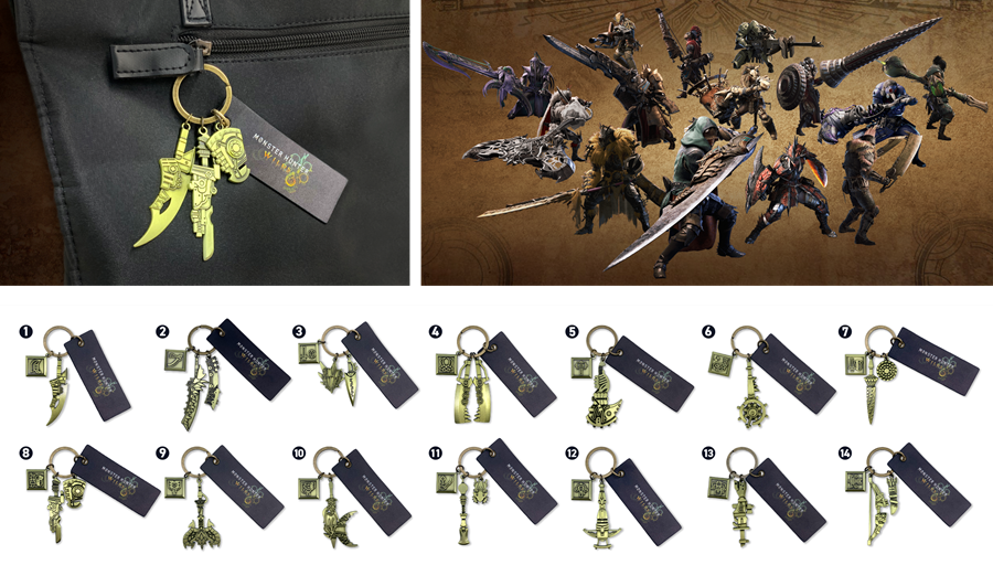 CStorejapan's tweet photo. 【再入荷】

モンスターハンターワイルズ 
◆武器チャームコレクション

が本日より再入荷いたしました。     

皆様のご来店をお待ちしております♪   
※数に限りがあります。
     
#カプコンストア にて販売中♪

オンラインストアはこちらから▽
https://t.co/PfMN2ulYRK https://t.co/7otU27epQF