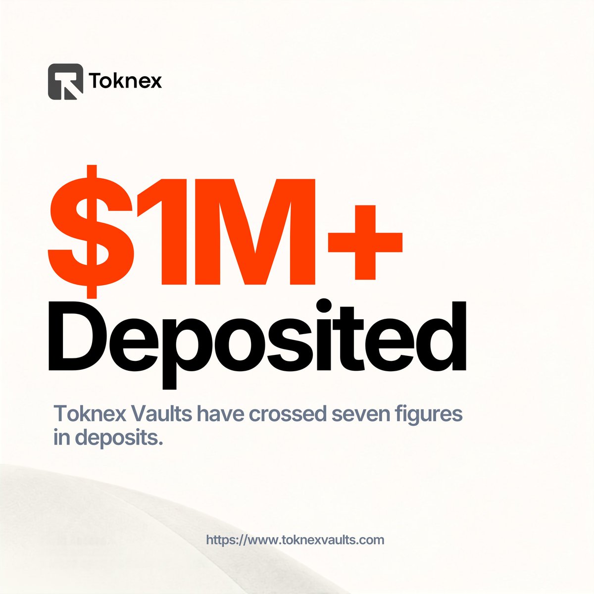 Toknex_xyz's tweet photo. Toknex Vaults just crossed $1,000,000+ in deposits.

We’re only getting started! 🫡🔥 https://t.co/DROn1UDHh5