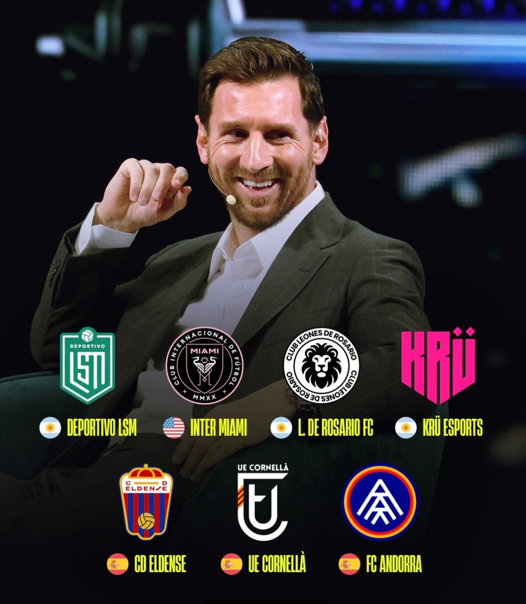 MessiXtraHQ's tweet photo. 🚨 ����𝗙𝗙𝗜𝗖𝗜𝗔𝗟: Lionel Messi has now expanded his club ownership network to SEVEN clubs by taking over CD Eldense. https://t.co/781cqDkeZ0