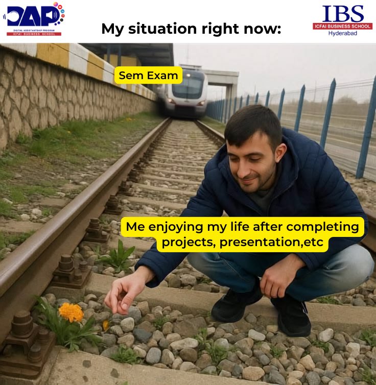 ibshydofficial's tweet photo. Me after completing projects & presentations: Peace at last…
Meanwhile, exams: “You thought it was over?”
#mbalife #ibshyderabad #studentlife #assignments #bschool https://t.co/E43N0tCU2D