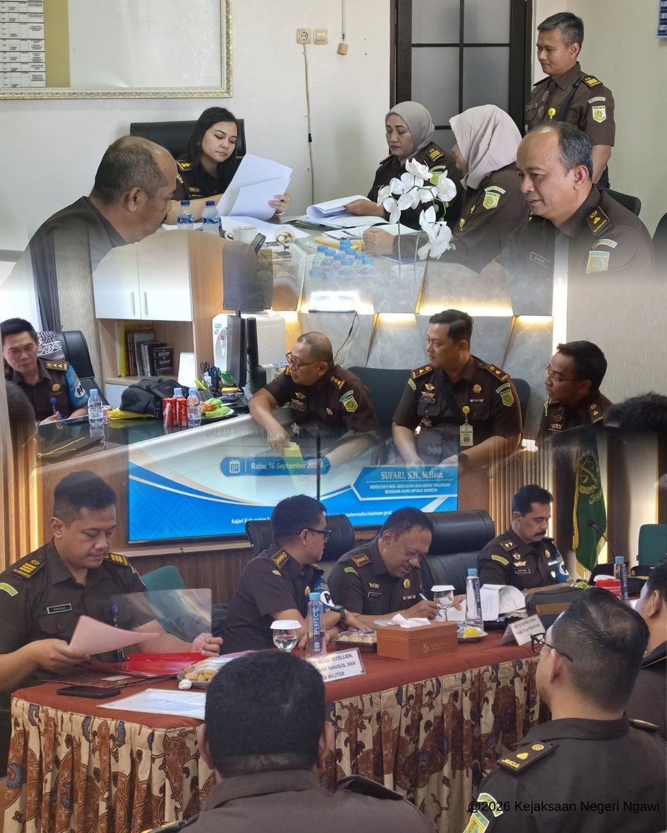 Kejaringawi's tweet photo. Rabu, 16 September 2026

Kepala Kejaksaan Negeri Ngawi, Bapak B. Hermanto, S.H., M.H. beserta jajaran mengikuti kegiatan Pemantauan oleh Tim Inspektur II pada Jaksa Agung Muda Bidang Pengawasan yang dilaksanakan secara terpusat di Kejaksaan Negeri Kabupaten Madiun. https://t.co/mh4LkliG1p