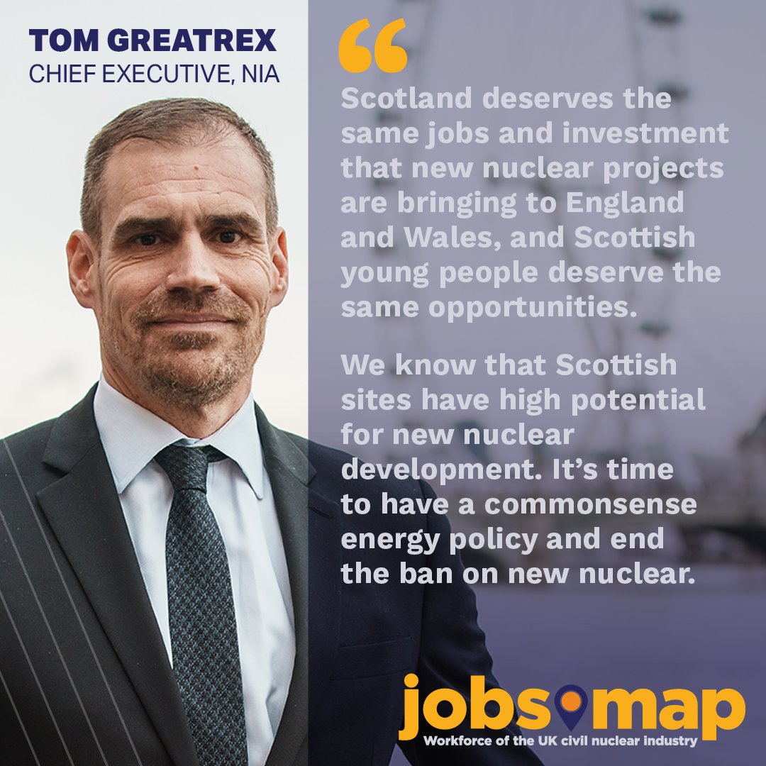 NIAUK's tweet photo. 47,492 new nuclear jobs in England since 2014. Just 661 in Scotland. That’s the stark reality of the jobs gap created by Scotland’s ban on new nuclear. 👷‍♀️

⚛️ Without the ban, Scotland’s nuclear workforce could have grown at the same rate as England’s, creating over 5,000 high-skilled, high-paid jobs and valuable training opportunities for the next generation.

Instead, Torness Nuclear Power Station, Scotland’s single most productive, clean and reliable source of electricity, is set to cease generation in 2030. With no nuclear replacement, Scotland will face job losses, and local communities will miss out. 📉

If you want to see the ban on new nuclear lifted, bringing new jobs, billions in investment and energy security to Scotland, write to your MSP today: 📝 https://t.co/1UpsTAMSAv

#Scotland #nuclear #energy #industry