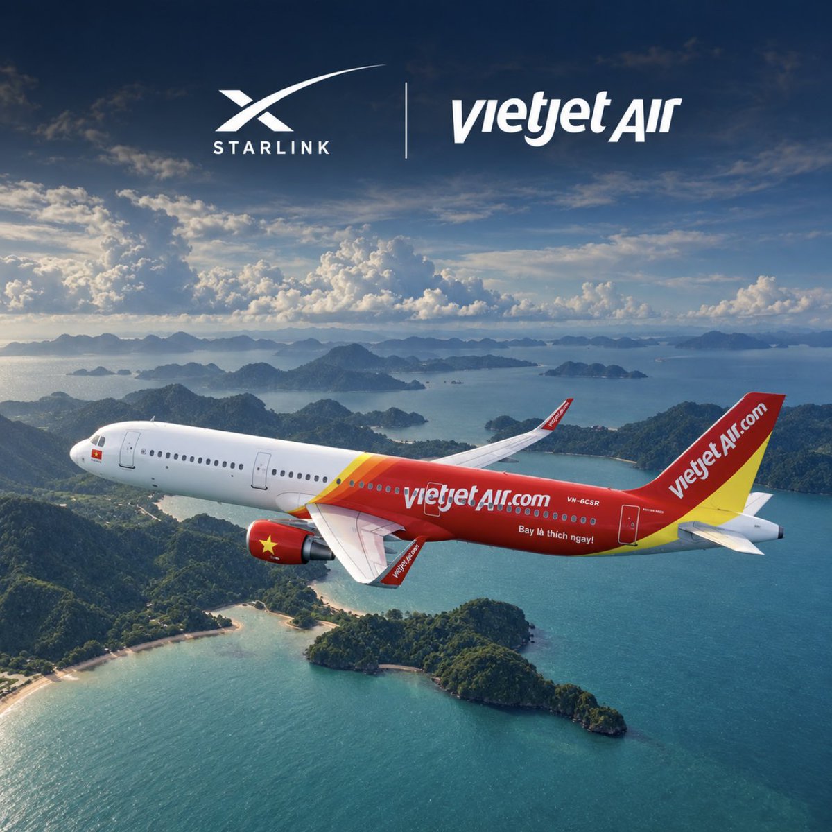 cb_doge's tweet photo. BREAKING: Vietnam’s largest private airline, Vietjet is expected to announce a SpaceX deal that would bring @Starlink to 120 aircraft.

Agreement could be announced in New York on Sept. 23. Vietjet signed an agreement with Starlink on May 20 &amp; approved $9.5 M for Starlink in Aug. https://t.co/Pf3vZU8o8w