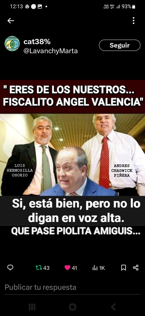 RoberMall2's tweet photo. @biobio LES QUEDA CLARO QUE EL PODER JUDICIAL ESTA PODRIDO Y LOS MATINALES CALLADITOS CON LA CORRUPCION Y HERMOSILLA Y CHADWICK EN SUS CASAS. CLARO.
#MesaCentral #ContigoCHV #DerechaPederasta
#MuchoGustoMega #NoMasUDI #TuDia13 https://t.co/HDuvVJvdkc