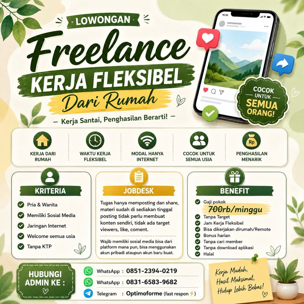 jKanimals_'s tweet photo. Haloo semua! aku lagi open #freelance nih!! cocok buat pelajar/mahasiswa atau siapapun yang mau uang tambahan. dan ini wfh yaaa! cara nya jugaa gampang bangett!! kaloo kalian minat, bisa dm aku yaa!! free to ask~
NO SCAM YAA💯💯💯

#zonauangㅤ https://t.co/sdZhHDbGlq