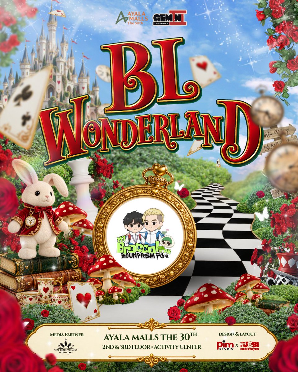 GeminiCrePH's tweet photo. 🌈✨ BL WONDERLAND ✨🌈
The doors to Wonderland are OPEN! 🐇✨
Follow the White Rabbit and fall down the rabbit hole as we are excited to announce @mybroccoliph as partner fanclub. 💙🌈
📅 Oct 17, 2026
⏰ 10:00 AM Onwards
📍 Ayala Malls The 30th 2nd & 3rd Floor Activity Center
🎟️ ENTERING WONDERLAND
Register Here: https://t.co/1QAR3AwgrQ
See you in BL WONDERLAND! 💙
#BLWonderland
#BoysLoveWonderland
#FallDownTheRabbitHole