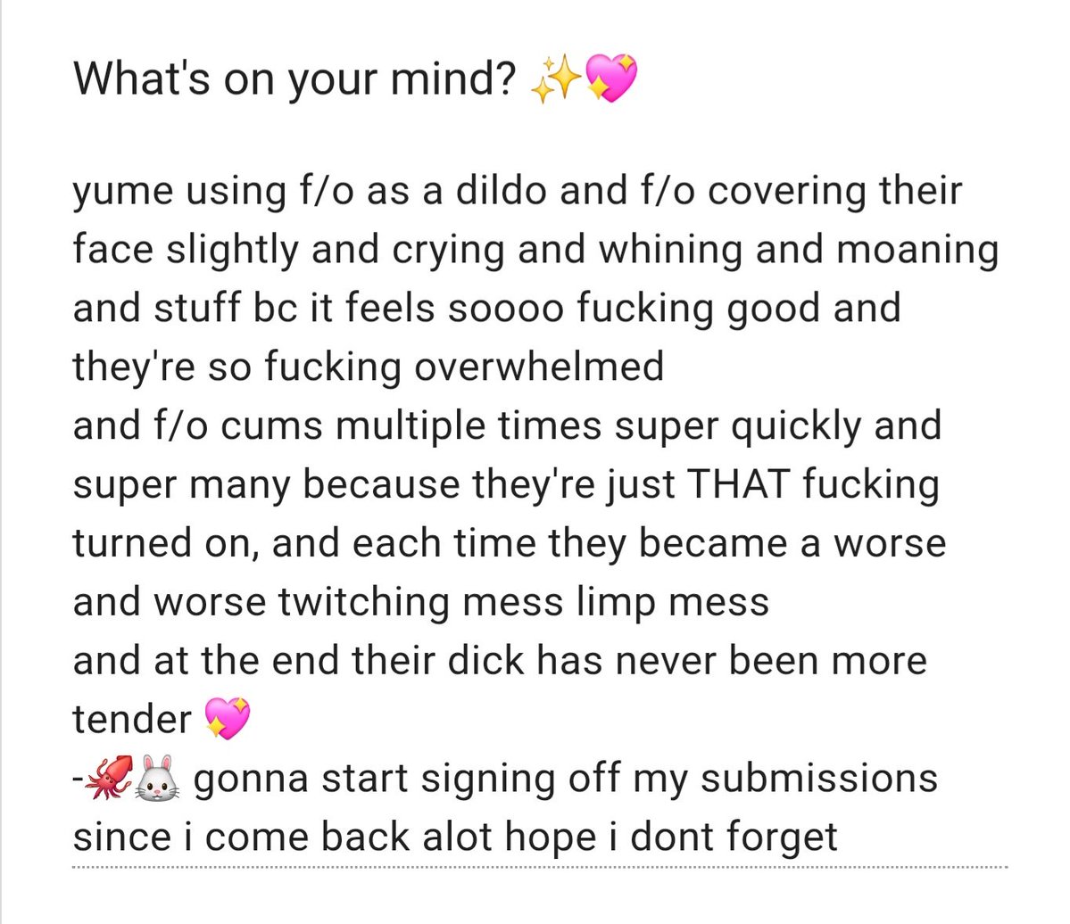 NSFW_Yume_Posts's tweet photo. ✨️Scenario✨️

From: 🦑🐰

《Click "ALT" to see this submission in text form!》 https://t.co/WMP3eQs8gY