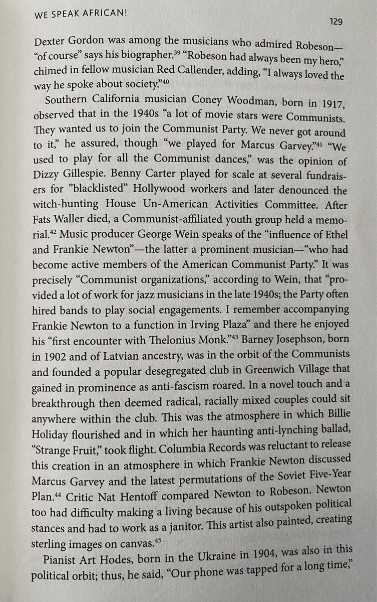 babadookspinoza's tweet photo. Incredible section about jazz musicians’ love for the famously pro-Soviet American singer Paul Robeson from Gerald Horne’s fantastic book, Jazz and Justice. I couldn’t believe that Max Roach quote. https://t.co/pkojRKpKVs