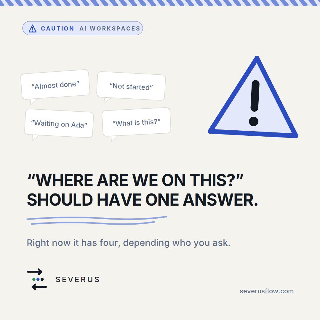 Useseverus's tweet photo. “Where are we on this?”
Dev: Almost Done
Sales: Not Started
Ops: Waiting on Amaka
Amaka: What is this?
All four are telling the truth. that’s the problem.
#ClassIsInSession #Severus #Workspace #AI https://t.co/obBq4J2jKg