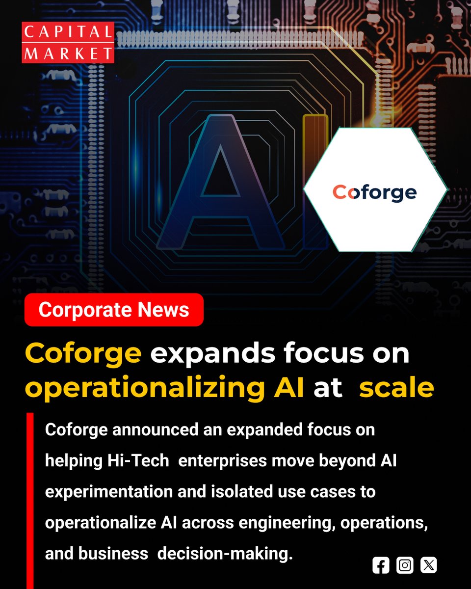 CapitalMarket17's tweet photo. Coforge Scales AI to Drive Outcome-Based Enterprise Transformation
https://t.co/1L6mkco6Mu
#Coforge #OperationalizingAI #AIAtscale #EnterpriseAI #AgenticAI #CoforgeNuuron #AIEngineering #DigitalTransformation #TechNews #ITServices #HighTech #AIImplementation #AIStrategy https://t.co/yJB3Js8UyF