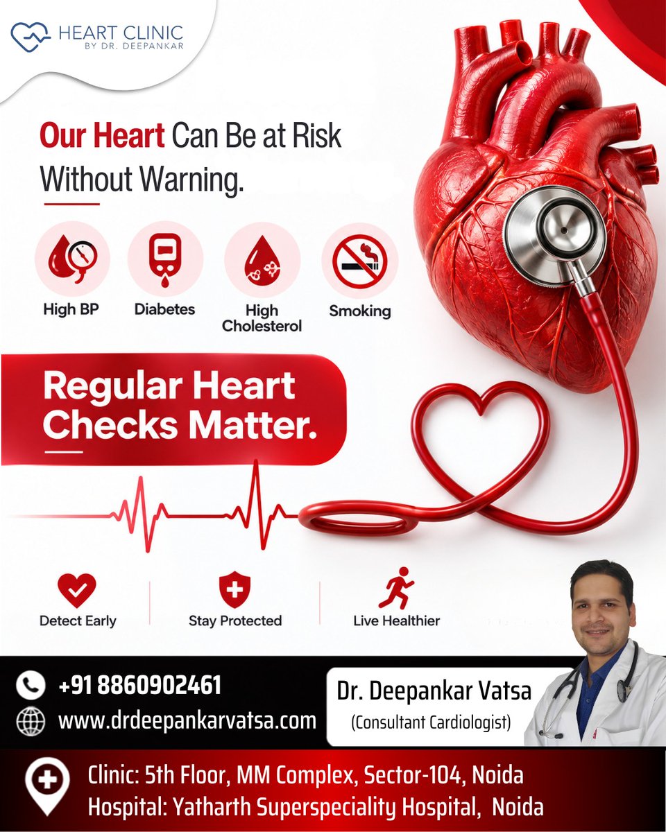 drdeepankarcard's tweet photo. Our Heart Can Be at Risk Without Warning.

Dr. Deepankar Vatsa
Consultant Cardiologist
+91 88609 02461

#DrDeepankarVatsa #HeartHealth #HeartCare #HeartCheckup #HealthyHeart #Cardiologist #CardiacCare #HighBP #Diabetes #HighCholesterol #Smoking #HeartAwareness https://t.co/z0JBiqmjWv