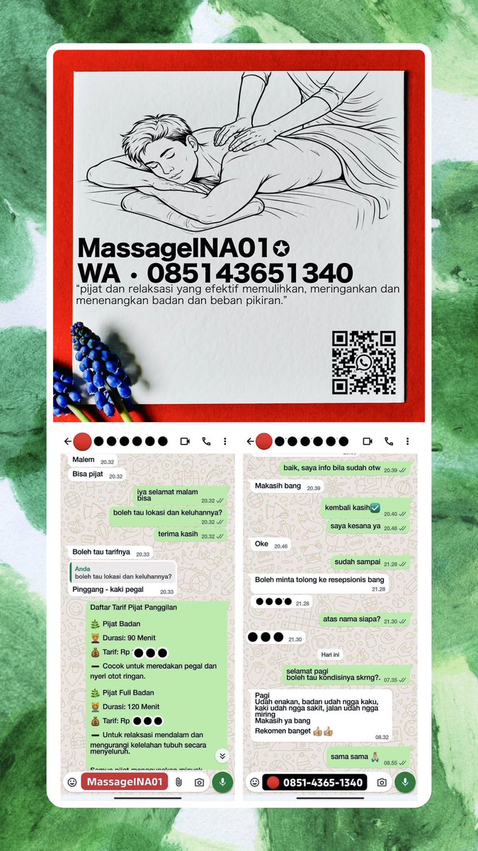 Hellomassage01's tweet photo. terapi pijat relaksasi otot pegal kaku ada disini dan tersedia secara panggilan. based: jakarta

https://t.co/vCoLcnKvZF
#massagejakarta
#pijatjakarta 
#pijatbogor https://t.co/m0FjyhzKqm