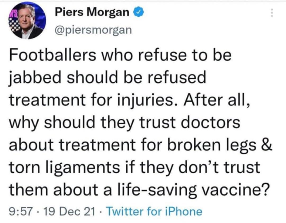 goddek's tweet photo. Good morning to everybody but @piersmorgan. https://t.co/WjLj87PaIz