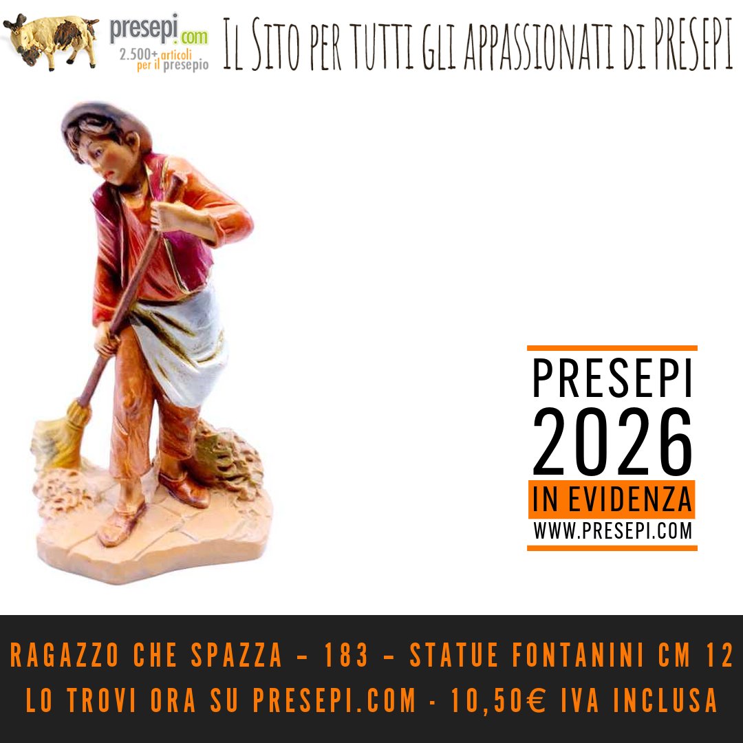 presepi_com's tweet photo. Ragazzo che spazza – 183 – Statue Fontanini cm 12.
Collezione Fontanini, scala 12 cm — 10,50€ IVA inclusa.
👉 https://t.co/VnyKmEOIi5
#presepe #natale #fontanini https://t.co/09UcX5oOJ1