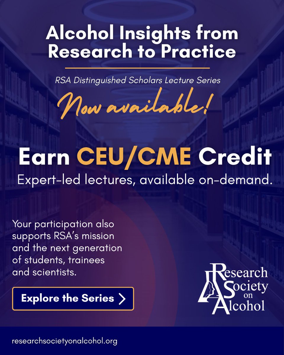 RSAposts's tweet photo. Learn from distinguished scholars. Earn CEU/CME credit. Support the future of alcohol research. 🔬

Explore RSA’s Alcohol Insights from Research to Practice lecture series and see how your participation gives back.

🔗 https://t.co/xEwi84L3KJ 

#AlcoholResearch #CME #RSA https://t.co/OEjCqvvht7