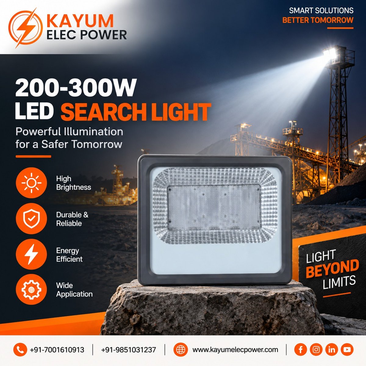 KayumPower's tweet photo. Light Up the Toughest Spaces!

Powerful 200–300W LED Search Light designed for high brightness, energy efficiency &amp; reliable industrial lighting performance.

📞 +91-7001610913 | +91-9851031237
🌐 https://t.co/Wm4dq1bAkV

#LEDLighting #LEDSearchLight #KayumElecPower https://t.co/IizjXqRG8I