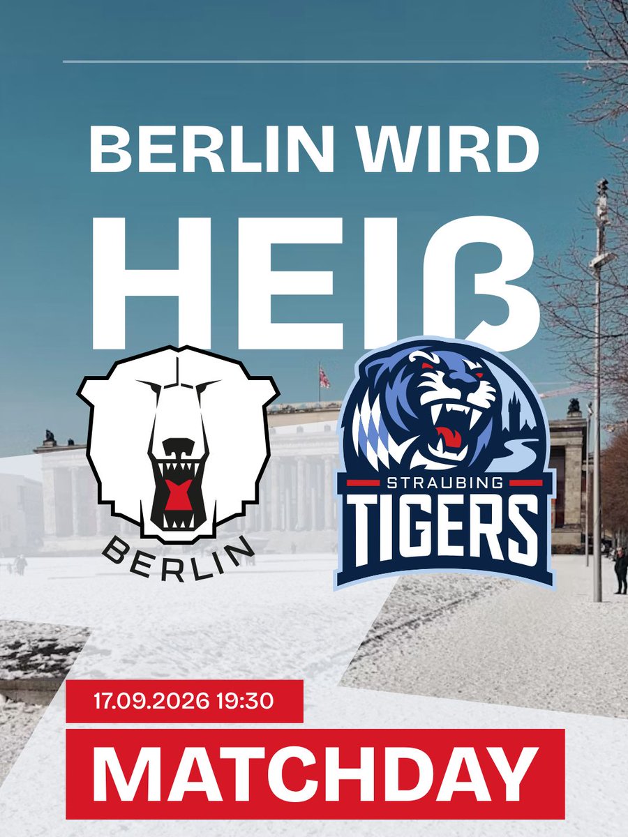 petzpowerplay's tweet photo. Matchday: Die Eisbären Berlin vs. Straubing Tigers am 17. September 2026 um 19:30 Uhr in der Uber Arena.

Endlich wieder Eishockey! Kann Berlin unter neuer Leitung erfolgreich starten, oder nutzt Straubing den Berliner Umbruch und entführt Punkte aus der Uber Arena? https://t.co/3LQpAh9XeC