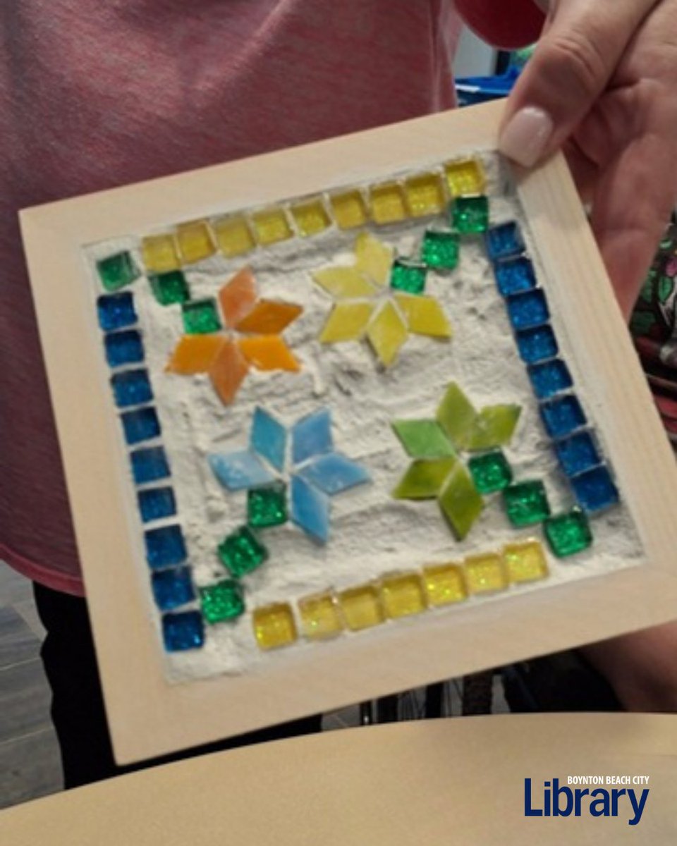 BBCityLibrary's tweet photo. Making mosaic coasters with FAU Galleries! https://t.co/oIqAPGwPaZ